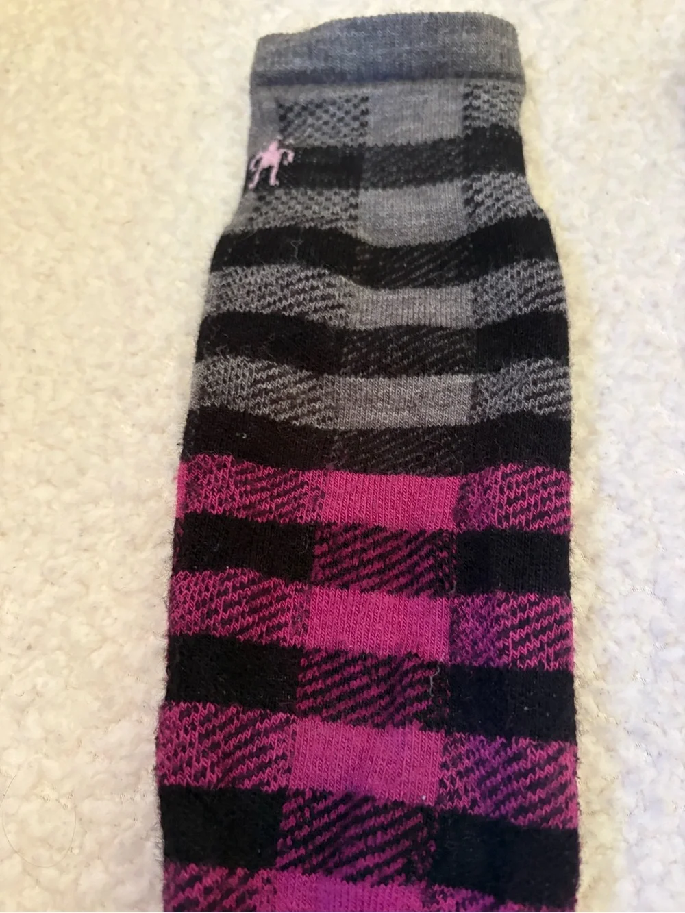 Unisex Knee-High Striped Socks - Black, Gray & Purple